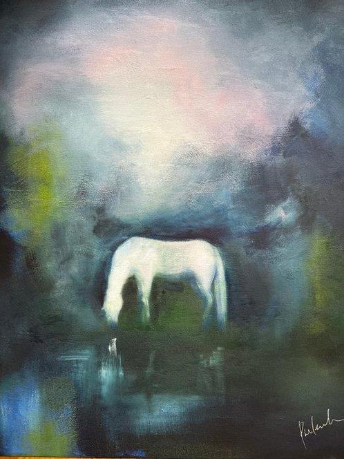 Anna Pavlenko (1984) - Das weiße Pferd. Abstrakte Original, Antiek en Kunst, Kunst | Schilderijen | Modern