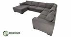 Refurbished 6-zits hoekbank grijs 6 mnd garantie!, Gebruikt, Hoekbank, 300 cm of meer, Vierpersoons of meer