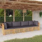 vidaXL 4-delige Loungeset met kussens massief teakhout, 4 zitplaatsen, Verzenden, Teakhout, Nieuw