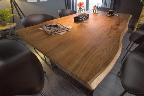 Massief houten eettafel MAMMUT 140 cm wilde acaciaboom rand, Huis en Inrichting, Tafels | Eettafels, Ophalen of Verzenden