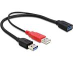 USB naar USB Y-adapter - USB3.0 - tot 2A / zwart -, Nieuw, Ophalen of Verzenden