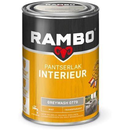 Rambo Pantserlak Interieur Greywash 0779 MAT - 5 maal 1,2..., Doe-het-zelf en Verbouw, Verf, Beits en Lak, Lak, Grijs, Nieuw, Minder dan 5 liter