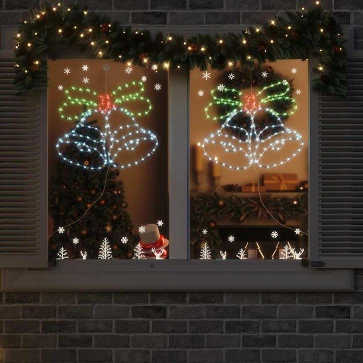 vidaXL Kerstbel met 144 LED Multikleur 56 x 46 cm PVC, Diversen, Kerst, Nieuw, Verzenden