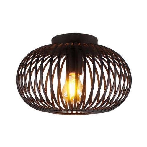 Industriële plafondlamp zwart, Curvato, Huis en Inrichting, Lampen | Plafondlampen, Nieuw, Metaal, Ophalen of Verzenden