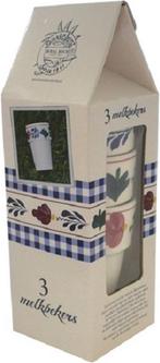 Boerenbont melkbeker Sonja set 3 stuks in melkpak verpakk..., Huis en Inrichting, Keuken | Servies, Verzenden, Nieuw