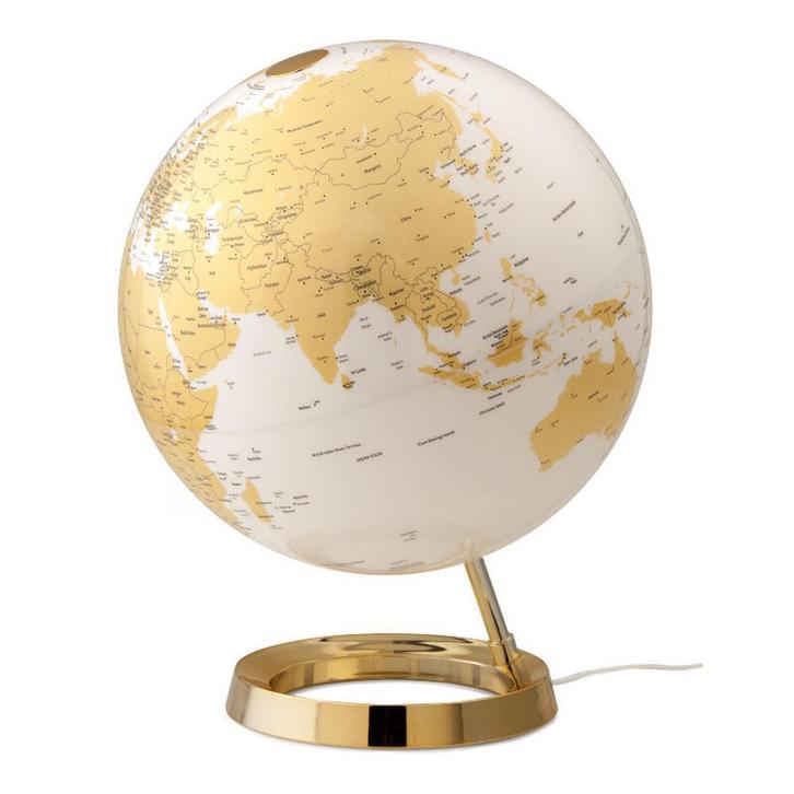 Design wereldbol Licht en Kleur Goud 30cm, Huis en Inrichting, Woonaccessoires | Wereldbollen, Nieuw, Verlicht, Verzenden