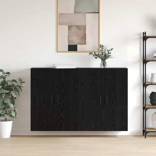 vidaXL Wandgemonteerde Kasten 2 pcs Zwart eiken 69.5 x 34 x, Huis en Inrichting, Kasten | Buffetkasten, Nieuw, Minder dan 50 cm