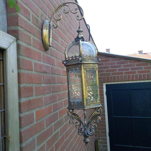 Large Wall Candle Lantern - 87 cm - Lantaarn - Glas, Metaal, Antiek en Kunst, Curiosa en Brocante