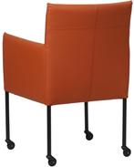 Cognac leren moderne kuipstoel - poot rond zwart met wiel -, Huis en Inrichting, Stoelen, Overige kleuren, Nieuw, Leer, Ophalen of Verzenden