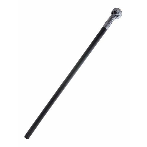 Zwarte horror wandelstok met zilveren schedel 75 cm - Verk.., Hobby en Vrije tijd, Feestartikelen, Verzenden