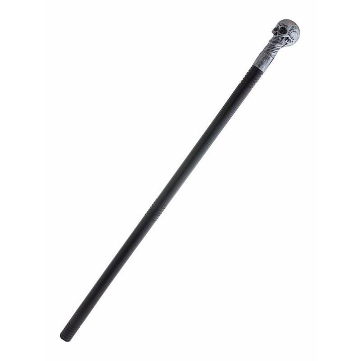 Zwarte horror wandelstok met zilveren schedel 75 cm - Verk.., Hobby en Vrije tijd, Feestartikelen, Verzenden