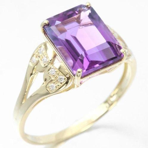 Zonder Minimumprijs - Ring - 14 karaat Geel goud Amethist -, Sieraden, Tassen en Uiterlijk, Ringen