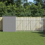 vidaXL Hondenhok met ren 165x863x181 cm staal lichtgrijs, Dieren en Toebehoren, Verzenden, Nieuw