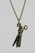 Gouden Kam en schaar ketting hanger, Sieraden, Tassen en Uiterlijk, Verzenden, Nieuw