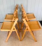 Klapstoel - Hout - Set van vier vintage houten klapstoelen