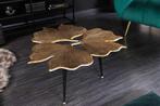 Decoratieve salontafel GINKGO LEAFS 75cm goud handgemaakt, Ophalen of Verzenden, Nieuw