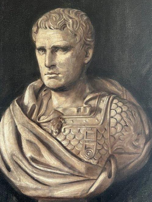 Chris Mockridge (XX) - A Roman bust. No reserve!, Antiek en Kunst, Kunst | Schilderijen | Klassiek