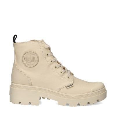 Palladium Pallabase Twill veterboots voor dames, Kleding | Dames, Schoenen, Lage of Enkellaarzen, Beige, Nieuw, Verzenden