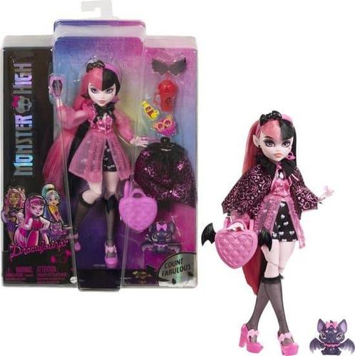 Monster High - Modepop - Draculaura pop met hartjes-tas, Kinderen en Baby's, Speelgoed | Poppen, Zo goed als nieuw, Ophalen of Verzenden