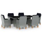 vidaXL 7-delige Tuinset met kussens poly rattan lichtgrijs, Tuin en Terras, 6 zitplaatsen, Nieuw, Tuinset, Verzenden