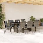 vidaXL 9-delige Tuinset met kussens poly rattan grijs, Tuin en Terras, Tuinsets en Loungesets, Nieuw, 8 zitplaatsen, Tuinset, Verzenden