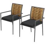 TRUUSK Set Van 2 Rattan Tuinstoelen, Tuinstoelenset Met Kuss, Verzenden, Nieuw