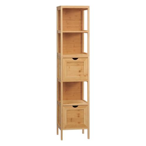 TRUUSK Badkamerkast Hoge Kast Van Bamboe Met 3 Planken En 2, Huis en Inrichting, Badkamer | Badkamermeubels, Nieuw, Verzenden