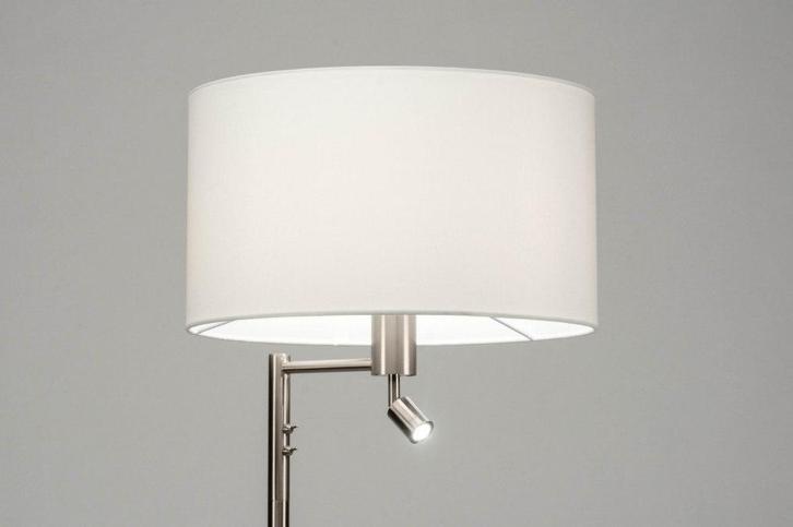 Rietveld Vloerlampen - Wit, Staalgrijs - Staal, Stof, Metaal, Huis en Inrichting, Lampen | Vloerlampen, Verzenden