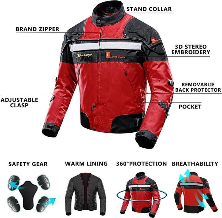 Motorjas - Winddicht - Inclusief 5 x Gear Armor - Unisex -, Motoren, Accessoires | Overige, Nieuw, Verzenden