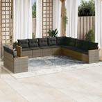 vidaXL 11-delige Loungeset met kussens poly rattan grijs, Tuin en Terras, Tuinsets en Loungesets, Verzenden, Nieuw, Rotan, Loungeset