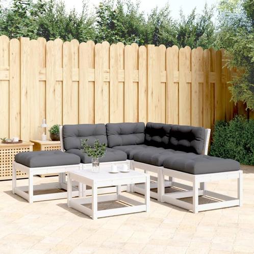 vidaXL 5-delige Loungeset met kussens massief grenenhout wit, Tuin en Terras, Tuinsets en Loungesets, Loungeset, Nieuw, Verzenden
