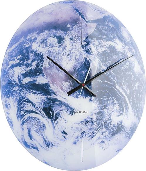 Wandklok Earth Glas, Blauwe tonen - Ø60cm, Huis en Inrichting, Woonaccessoires | Overige, Zo goed als nieuw, Ophalen of Verzenden