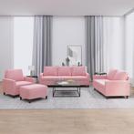 vidaXL 4-delige Loungeset met kussens fluweel roze, Huis en Inrichting, Banken | Bankstellen, Verzenden, Nieuw, Vierpersoons of meer