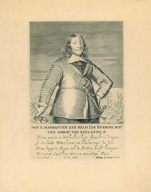 Portrait of Johan Evertsen, Antiek en Kunst, Kunst | Etsen en Gravures