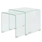 vidaXL Bijzettafel set 2-dlg transparant gehard glas, Huis en Inrichting, Minder dan 50 cm, Verzenden, Nieuw, Glas