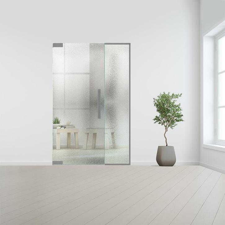 Glazen binnendeur met zijlicht zonder kozijn RVS beslag-Link, Doe-het-zelf en Verbouw, Glas en Ramen, Nieuw, Ophalen of Verzenden