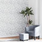 vidaXL Vliesbehang 3D bloemenpatroon 10x0,53 m grijs, Verzenden, Grijs