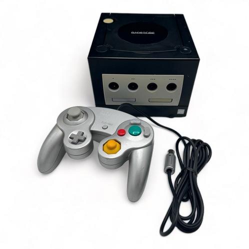 Nintendo Gamecube jet black + originele controller silver, Spelcomputers en Games, Spelcomputers | Nintendo GameCube, Verzenden
