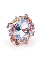 Zonder Minimumprijs - Ring - 9 kt. Roségoud, Zilver Topaas -, Sieraden, Tassen en Uiterlijk, Ringen, Nieuw