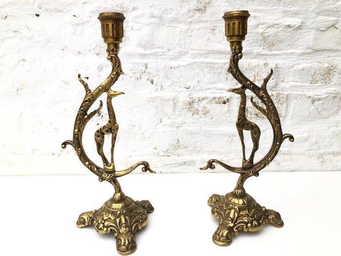 Taperstick (kleine blaker met een dunne pijp) (2) - Verguld, Antiek en Kunst, Curiosa en Brocante