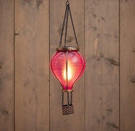 Solar Luchtballon - Met Vlameffect - Roze 36 cm, Tuin en Terras, Buitenverlichting, Waterbestendig, Led, Zonne-energie, Minder dan 50 watt