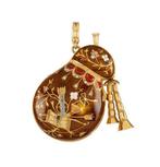 18k gold pendant with mechanical watch, enamel and diamonds, Sieraden, Tassen en Uiterlijk, Antieke sieraden