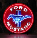 Ford Mustang Neon Verlichting Blauwe Paard 65 x 65 cm, Ophalen, Gebruikt