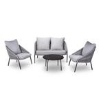 Loungeset Natal Grijs 4-delig | Aluminium met touw, Tuin en Terras, Tuinsets en Loungesets, Ophalen of Verzenden, Nieuw