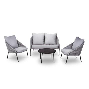 Loungeset Natal Grijs 4-delig | Aluminium met touw beschikbaar voor biedingen