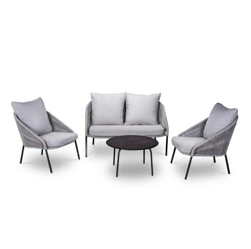 Loungeset Natal Grijs 4-delig | Aluminium met touw, Tuin en Terras, Tuinsets en Loungesets, Loungeset, Nieuw, 4 zitplaatsen, Ophalen of Verzenden