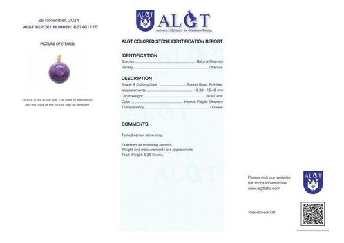 Geen Reserve - ALGT Gecertificeerd - Natuurlijke Charoiet, Verzamelen, Mineralen en Fossielen