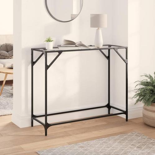 vidaXL Wandtafel met transparant glazen blad 98x35x81 cm, Huis en Inrichting, Tafels | Salontafels, 50 tot 100 cm, Nieuw, Metaal