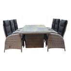 Menorca dining tuinset 220x100xH78 cm verstelbaar 7-delig, Tuin en Terras, Tuinsets en Loungesets, Ophalen of Verzenden, Nieuw