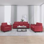 vidaXL 3-delige Loungeset met kussens kunstleer wijnrood, Huis en Inrichting, Banken | Bankstellen, Verzenden, Nieuw, Leer, 200 tot 250 cm